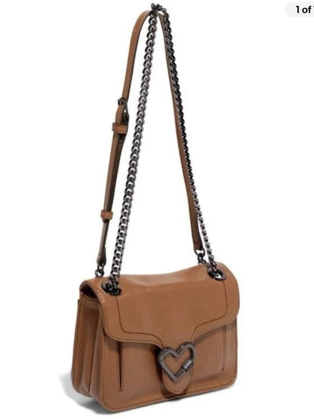 Aimee Kestenberg Tan Leather Heart-Accent Crossbody Bag